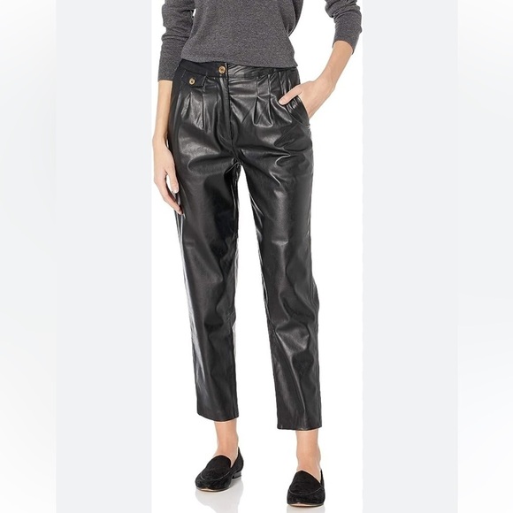 BlankNYC Vegan High Rise Leather Pants in Film Noir - Picture 1 of 13